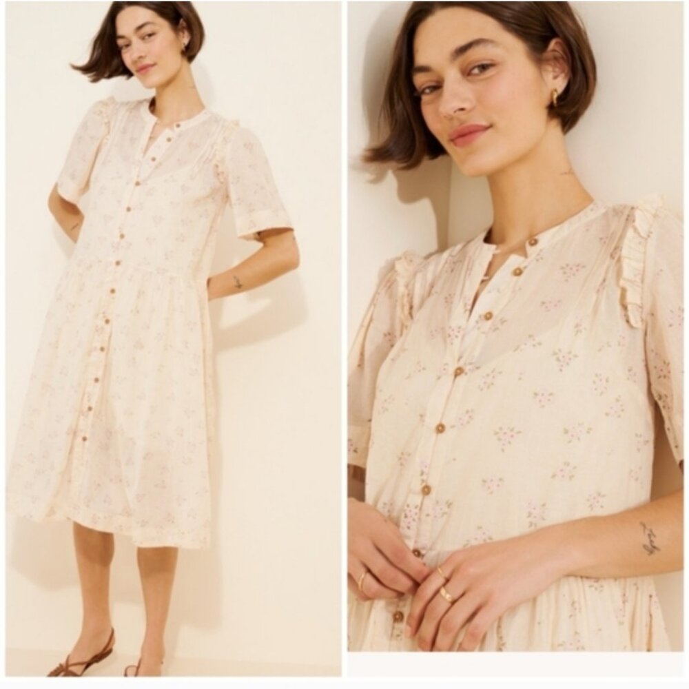 Free People Cream Floral Midi Dress